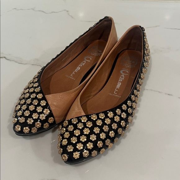Jeffrey Campbell Flats Natural Black Studded Leather, Size 8 - Picture 2 of 13